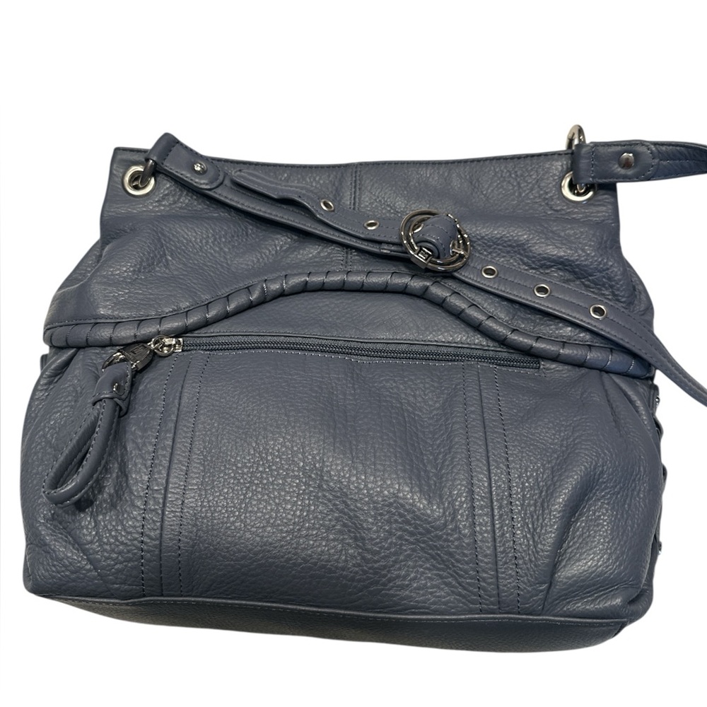 Stone Mountain Elegant periwinkle Blue Leather Shoulder Bag - Picture 1 of 6
